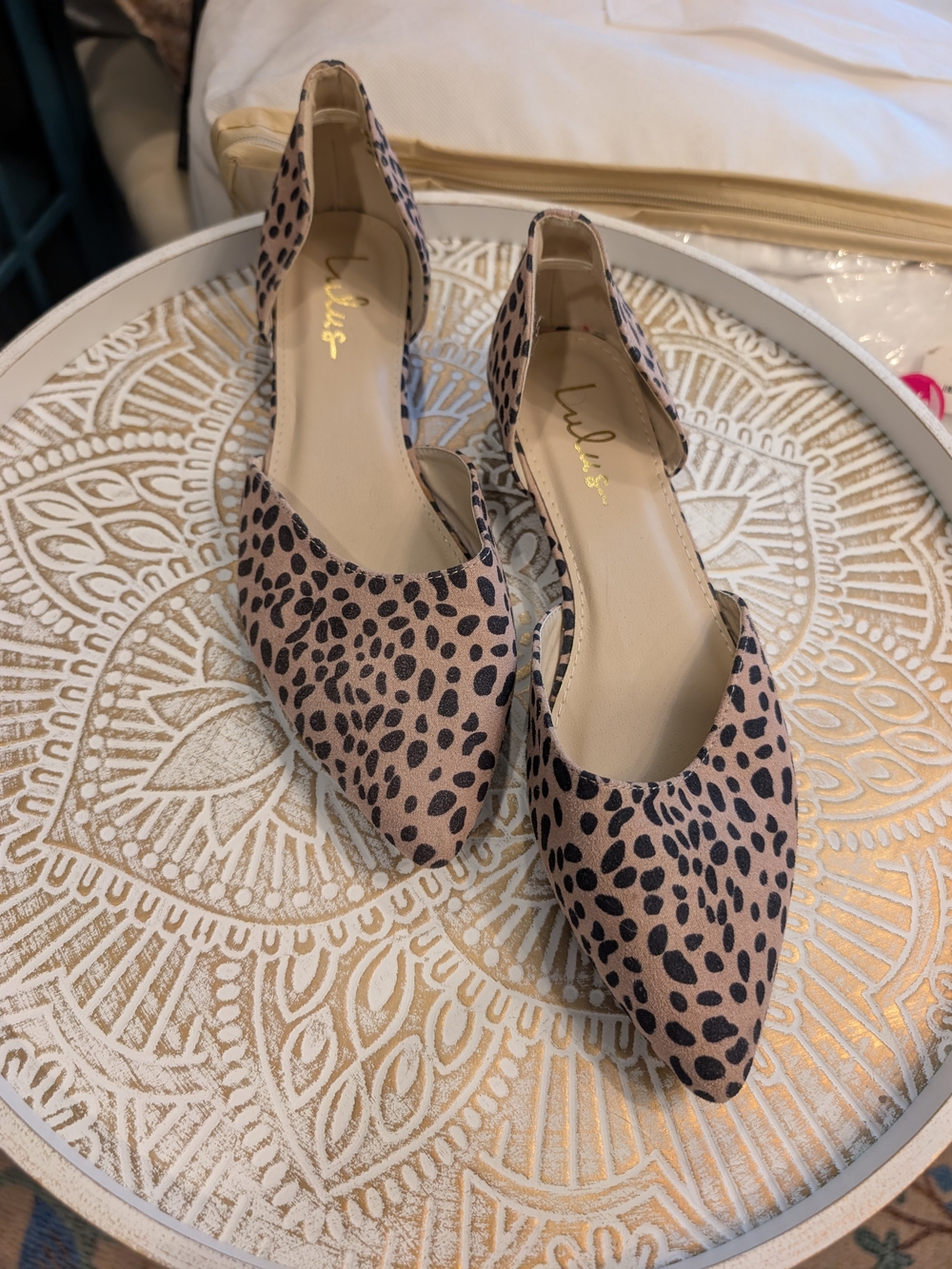 Lulu's Blush Pink Leopard Print D'Orsay Pointed Flats
